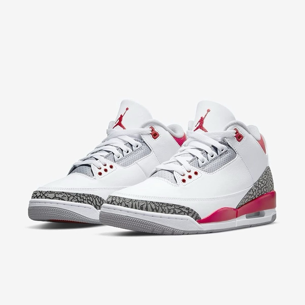 Air Jordan 3 Retro White and Red Sneakers